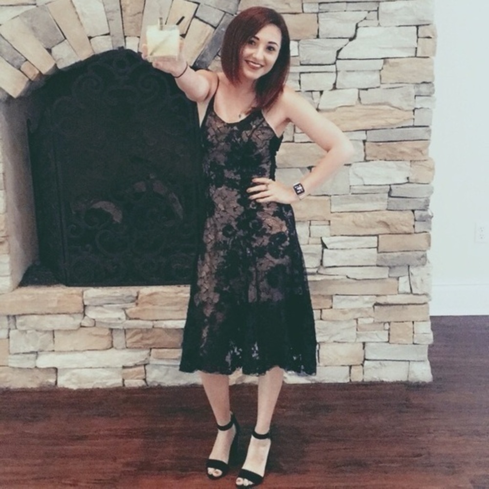 Dress the population lace midi dress